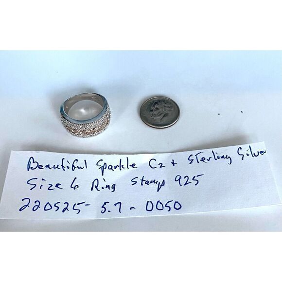 HH# Beautiful Sparkling Cz & Sterling Silver Ring Sz 6 - Picture 7 of 7